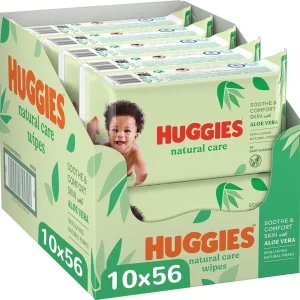 Huggies Natural Baby Wipes, Aloe Vera Wipes, 10 Pack x 56 Wipes (560 Wipes)