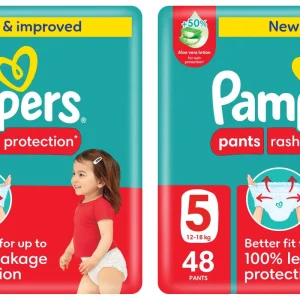 Pampers Pants Rash Protection Diapers Size 5, 12-18kg, Mega Pack, 48 Count x 2