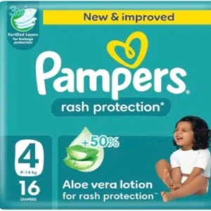 Pampers Rash Protection Diaper Size 4, 16 Counts