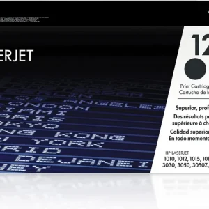 HP 12A Black LaserJet Toner Cartridge, Q2612A