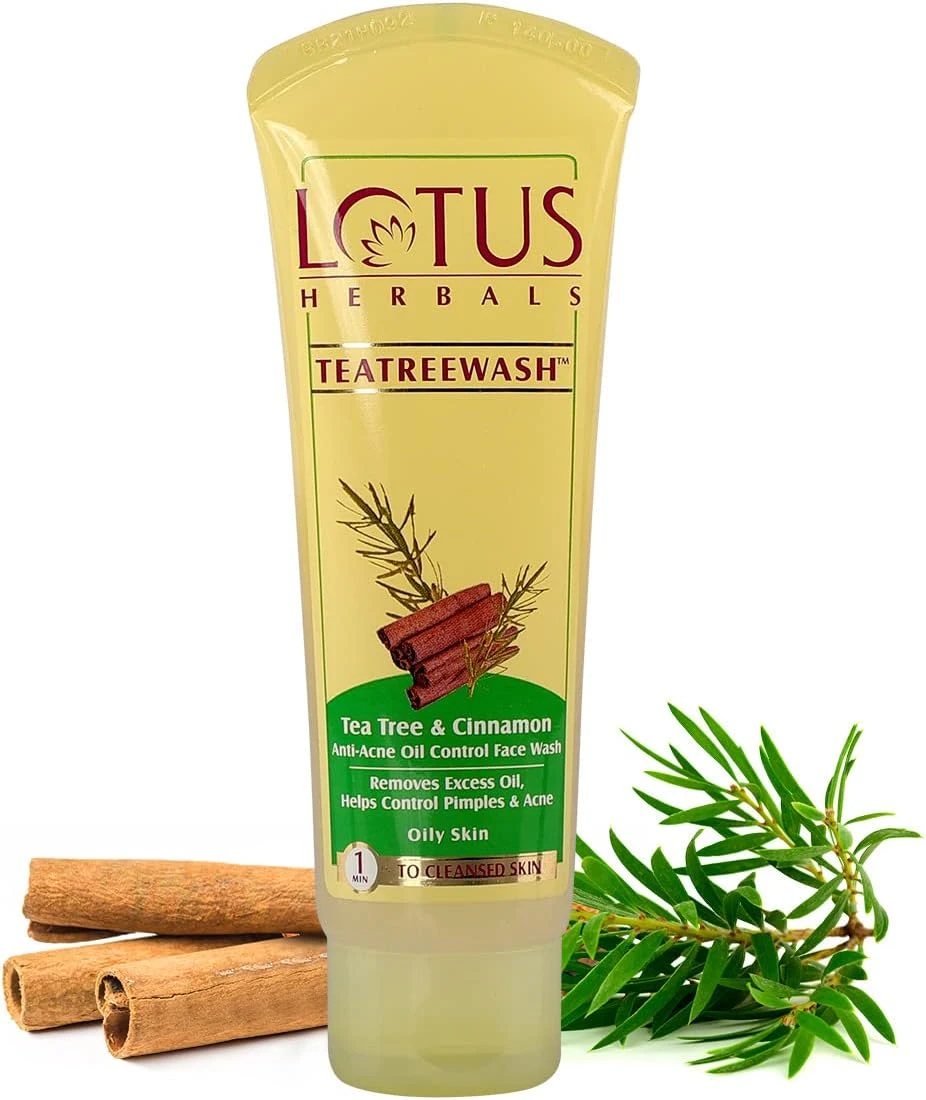 Lotus Herbals Teatreewash Tea Tree And Cinnamon Anti-Acne Oil Control Face Wash, 120Gm