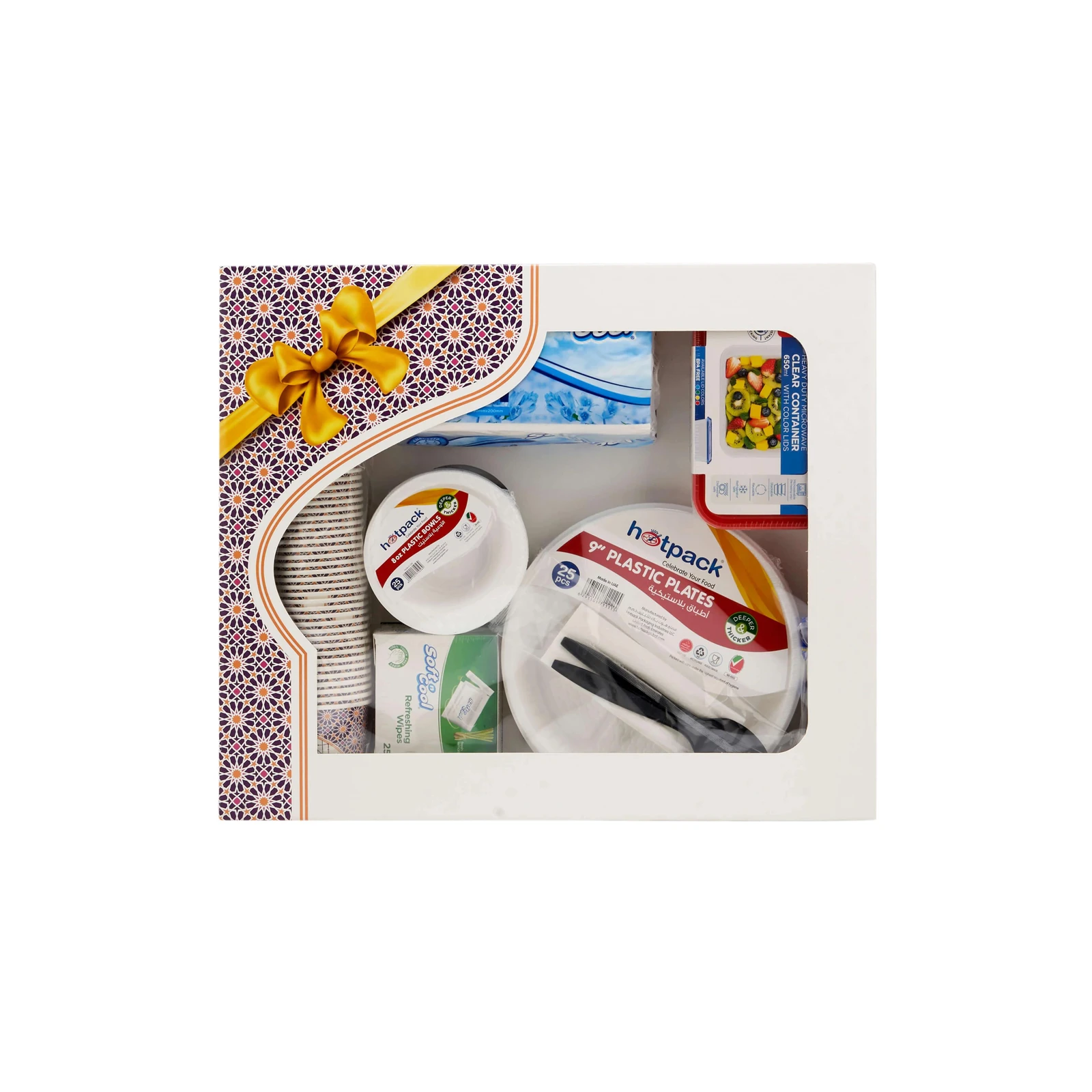 Hotpack All In One Combo Pack Disposable Plates, Cups & Cutlery ? Complete Set For 25 People