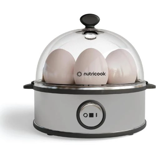 NutriCook Rapid Egg Cooker 7 Egg Capacity with Auto Shut Off Feature Silver