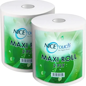 Nice Touch 2 Ply Maxi Roll, 2 Packs Of 775 Diamond Embossed Sheets, 1550 Sheets, 650G Per Pack