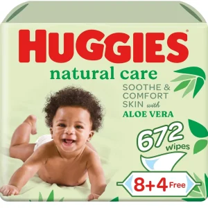 Huggies Natural Baby Wipes, Aloe Vera Wipes, 12 Pack X 56 Wipes (672 Wipes)