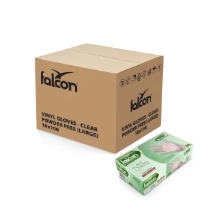 Falcon Vinyl Gloves Powder Free, Large - 100 Pieces x 10
