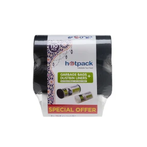 Hotpack Garbage Bag Roll 65x95cm (2 Rolls 60 Bags) + Dustbin Liner 45x55cm White (1 Roll 50 Bags)