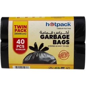 Hotpack Heavy Duty Garbage Bag Roll Economy 65x95cm, 30Gallon - 20x2 Rolls